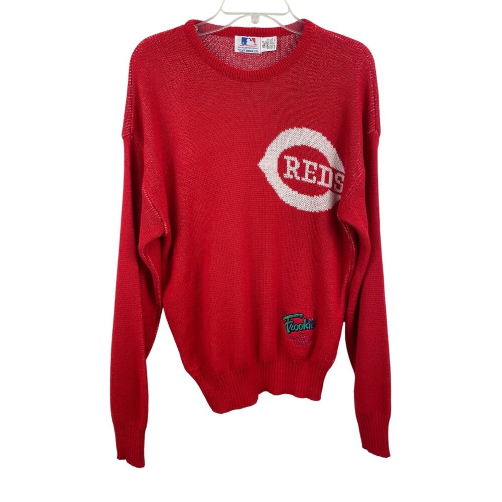 Vintage MLB Cincinnati Reds Cliff Engle Frookie Cookie Red Sweater Adult Small